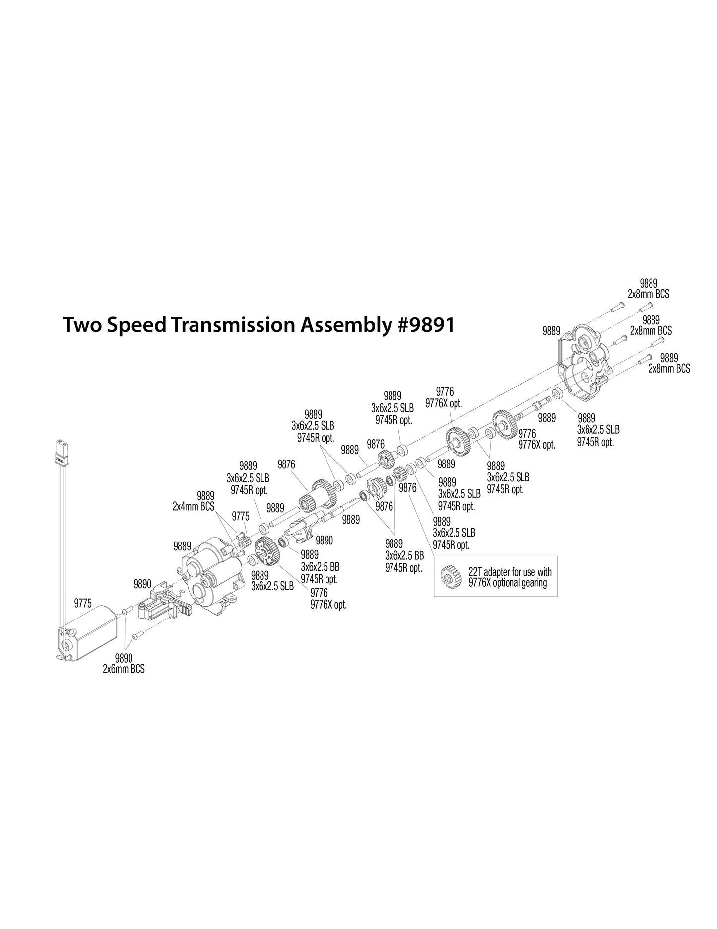 Traxxas トラクサス 1/18 TRX-4M High/Low 2速トランスミッション 9891
