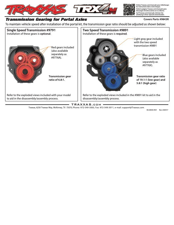 トラクサス 1/18 TRX-4M ポータルアクスル 9843R
