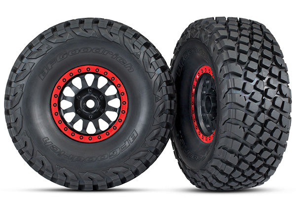 Traxxaトラクサス UDR 純正 タイヤ Method Black & Red Wheels w/ BFG Tires (2本)8474-RED