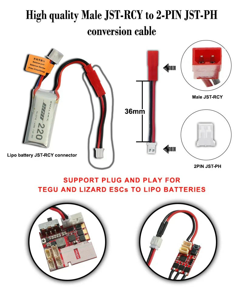 Furitek フリテック 高品質 JST-RCY - 2PIN JST-PH 変換ケーブル FUR-2040