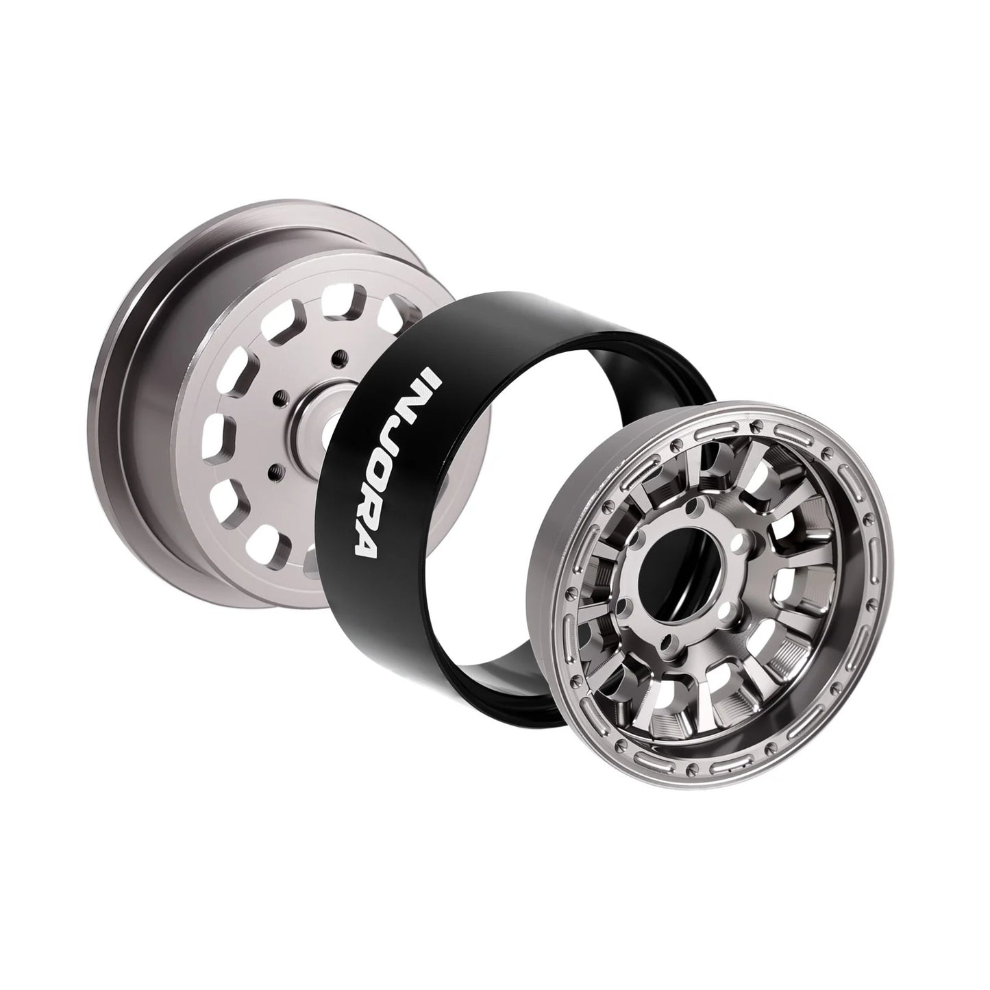 INJORA 1.0インチ アルミビードロックホイール 0mmオフセット 1/18 1/24 RCクローラー用 W1056