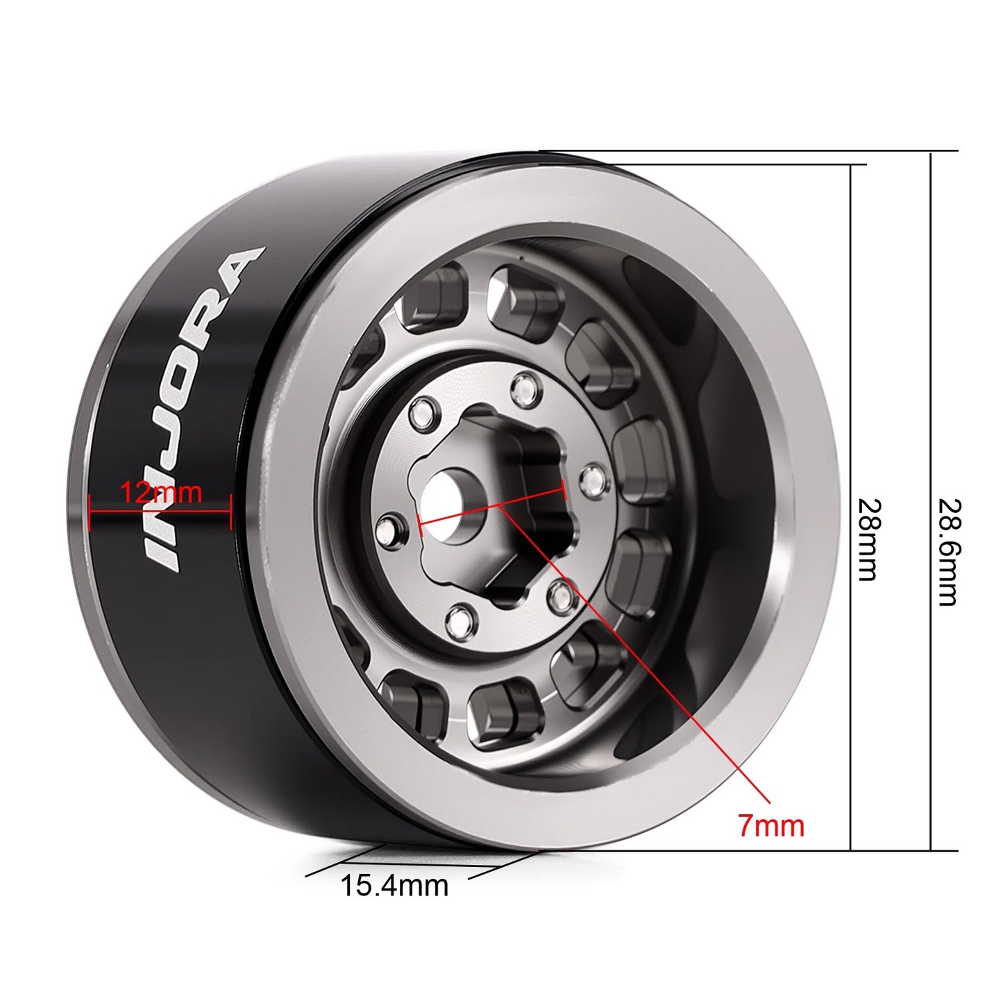 INJORA 1.0インチ アルミビードロックホイール 0mmオフセット 1/18 1/24 RCクローラー用 W1056
