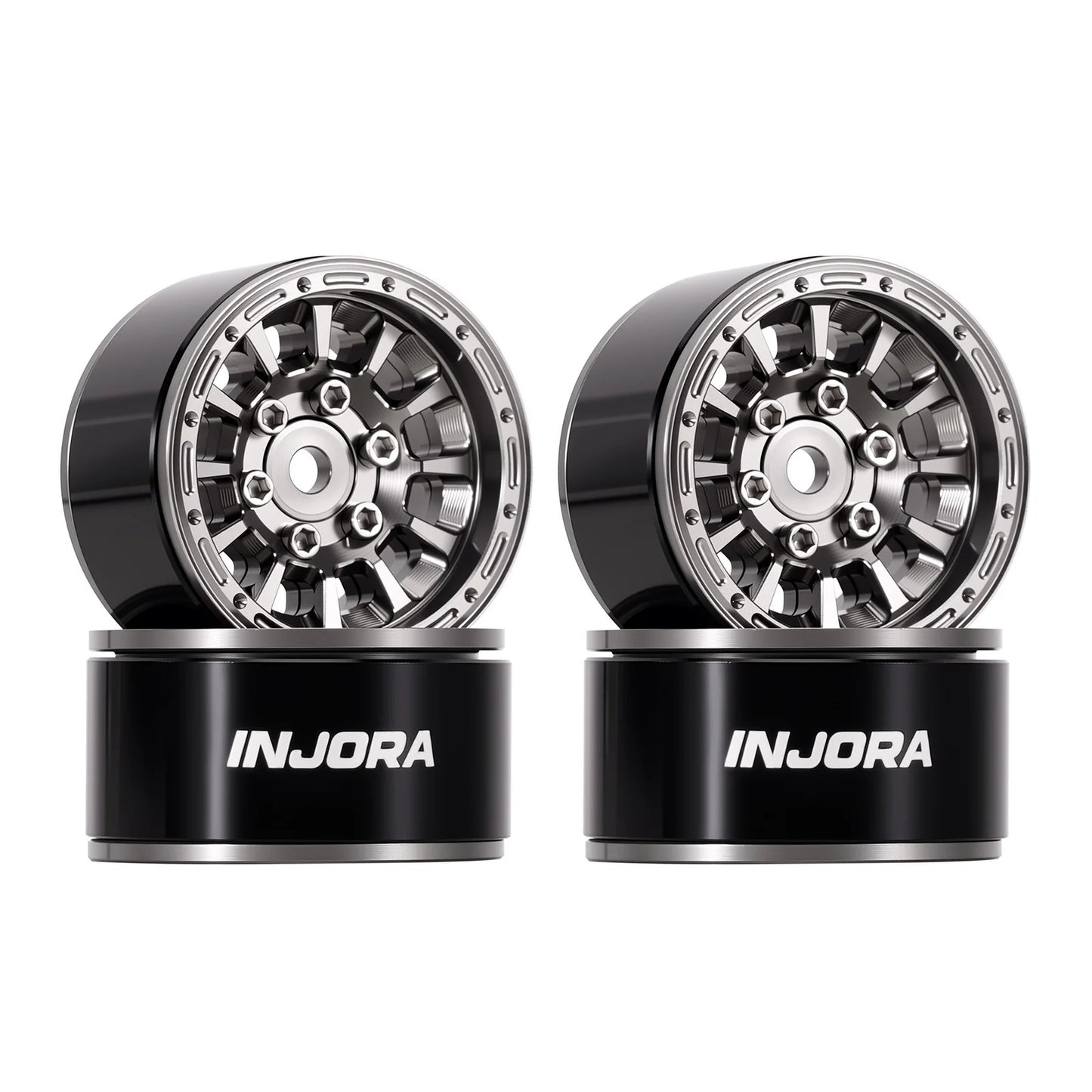 INJORA 1.0インチ アルミビードロックホイール 0mmオフセット 1/18 1/24 RCクローラー用 W1056